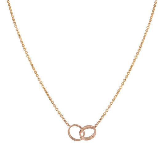 [Bling Jewelrys ]LOVE NECKLACE DOUBLE RING PINK GOLD