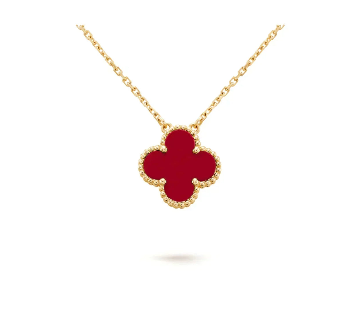 [Bling Jewelrys ]CLOVER 15MM CARNELIAN SINGLE FLOWER NECKLACE
