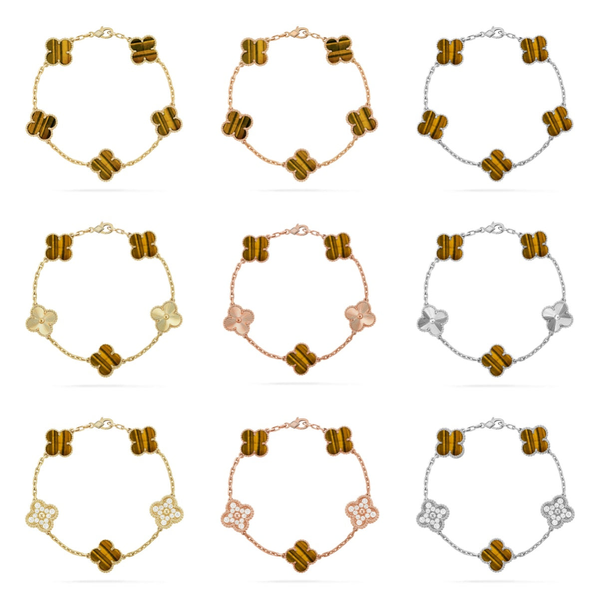 {
  "Bling Jewelrys": "ブリングジュエリー",
  "CLOVER 5 MOTIFS TIGER EYE BRACELET COLLECTION": "クローバー 5モチーフ タイガーアイ ブレスレット コレクション"
}