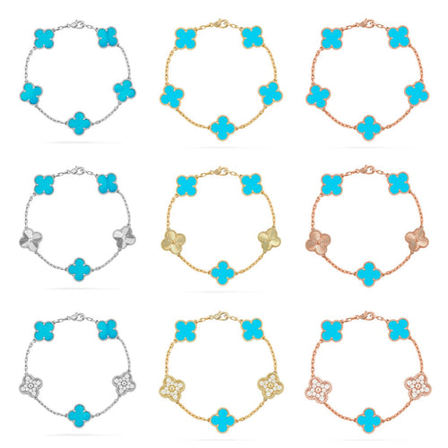 [Bling Jewelrys ] CLOVER 5 MOTIF TURQUOISE BRACELET COLLECTION
