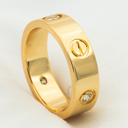 [Bling Jewelrys ]LOVE RING 5.5MM 3 DIAMONDS PINK GOLD