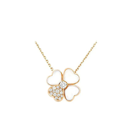 [Bling Jewelrys] KLEEBATT MOP DIAMANT ROSÉGOLD-HALSKETTE