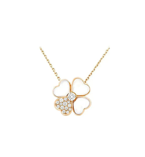 [Bling Jewelrys] KLEEBATT MOP DIAMANT ROSÉGOLD-HALSKETTE