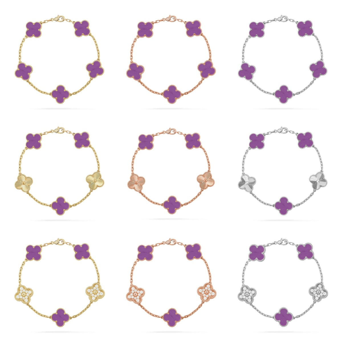 [Bling Jewelrys ] CLOVER 5 MOTIF VIOLET BRACELET COLLECTION