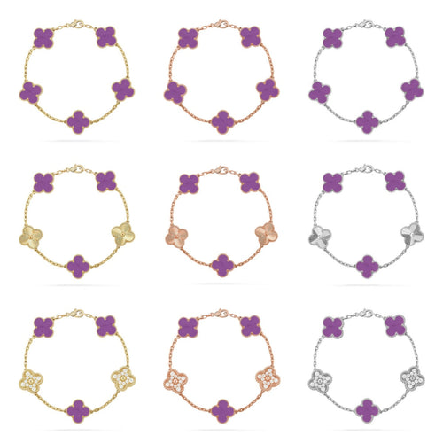 [Bling Jewelrys ] CLOVER 5 MOTIF VIOLET BRACELET COLLECTION