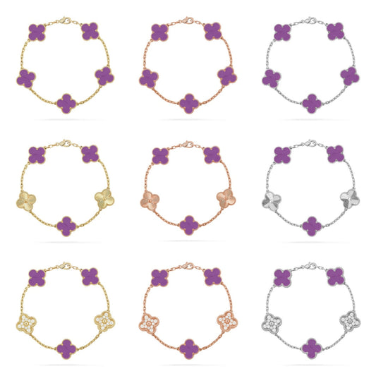 [Bling Jewelrys ] CLOVER 5 MOTIF VIOLET BRACELET COLLECTION