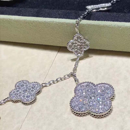 [Bling Jewelrys ]CLOVER 6 MOTIFS SILVER DIAMOND BRACELET