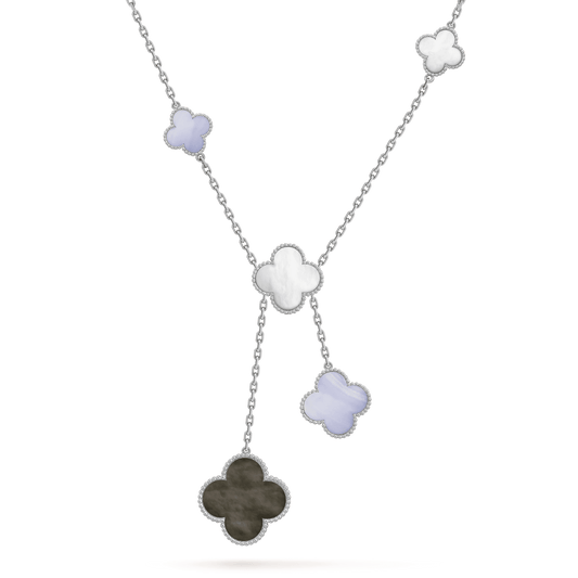 {
  "Bling Jewelrys": "Bling Jewelrys",
  "CLOVER MOP CHALCEDONY NECKLACE SILVER 6 MOTIF": "KLEEBLATT MUTTERPERL CHALCEDON HALSKETTE SILBER 6 MOTIVE"
}