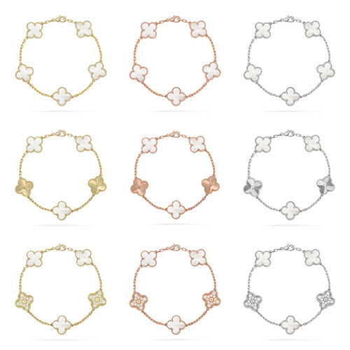 [Bling Jewelry] KLEEBATT WEISSE PERLMUTT 5-MOTIV ARMBAND KOLLEKTION