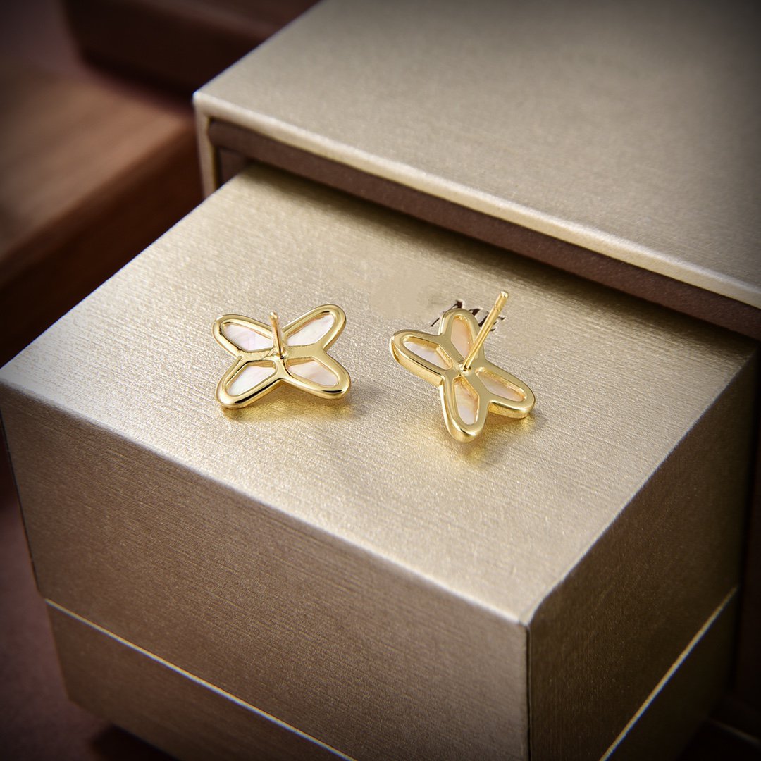 [Bling Jewelrys ]JEUX DE WHITE MOP GOLD DIAMOND EARRINGS