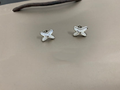 [Bling Jewelrys] JEUX OHRRINGE MIT WEISSEM PERLMUTT, SILBER UND DIAMANTEN