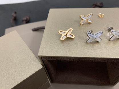 [Bling Jewelrys] JEUX OHRRINGE MIT WEISSEM PERLMUTT, SILBER UND DIAMANTEN