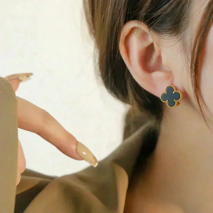 [Bling Jewelrys] CLOVER MEDIUM 1 MOTIV ONYX OHRSTECKER