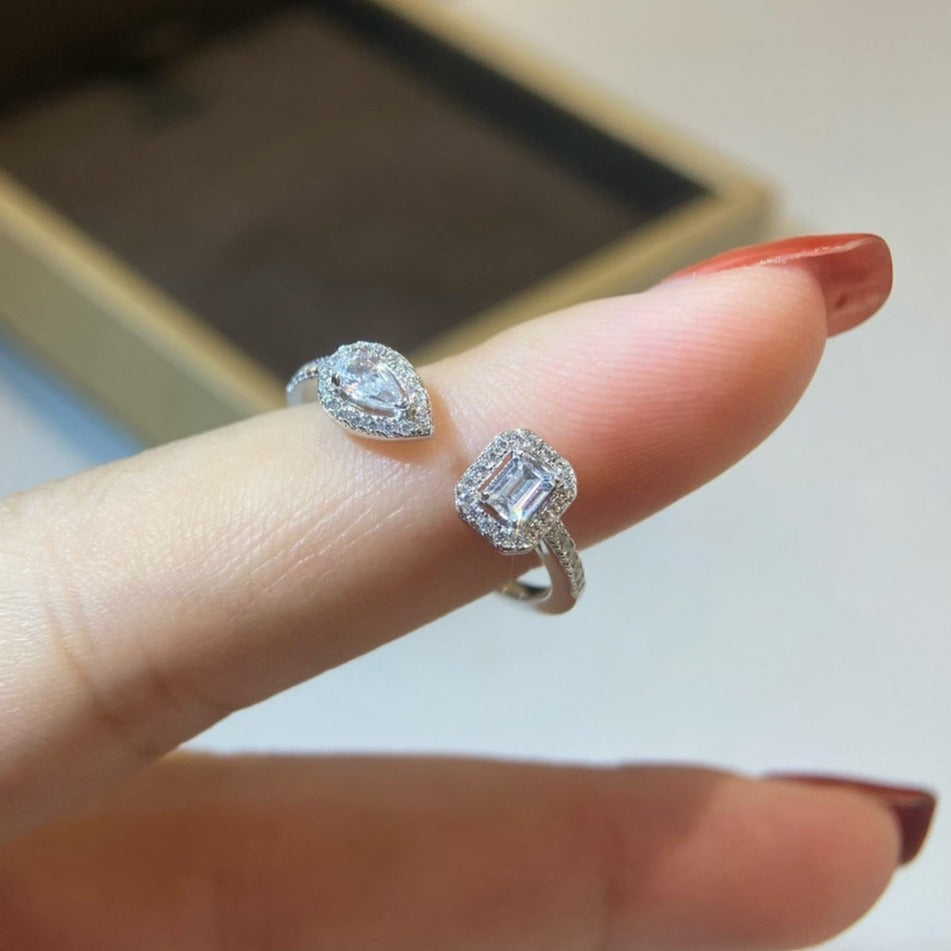 [Bling Jewelrys]My Twin Toi & Moi Silver Diamond Ring