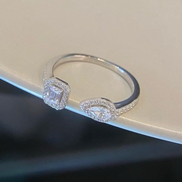 [Bling Jewelrys]My Twin Toi & Moi Silver Diamond Ring