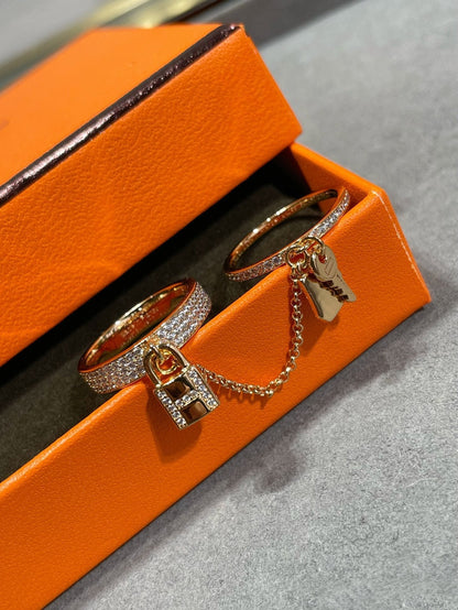 [Bling Jewelrys ]HM KELLY CLOCHETTE DOUBLE RING IN  WITH DIAMONDS
