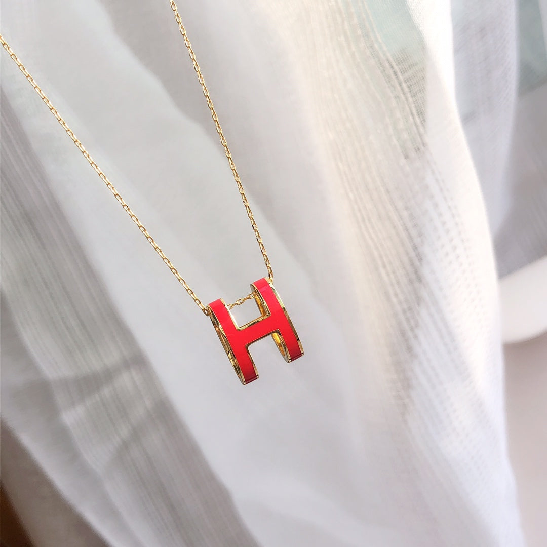 [Bling Jewelrys ]HM CLIC RED ENAMEL GOLD NECKLACE