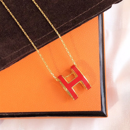 [Bling Jewelrys ]HM CLIC RED ENAMEL GOLD NECKLACE