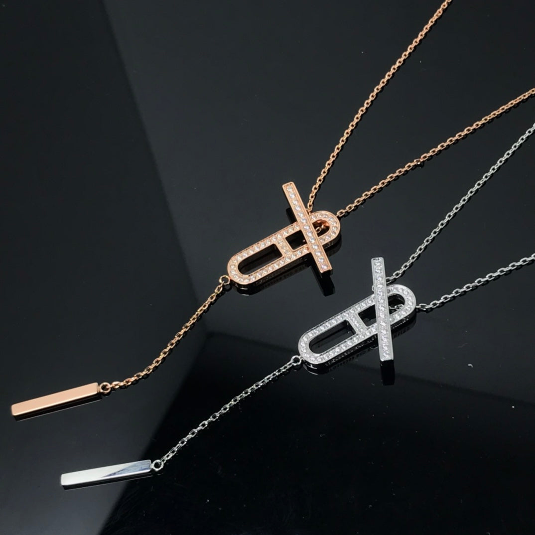 [Bling Jewelrys ]HM NECKLACE PLATINUM ROSE GOLD DIAMOND