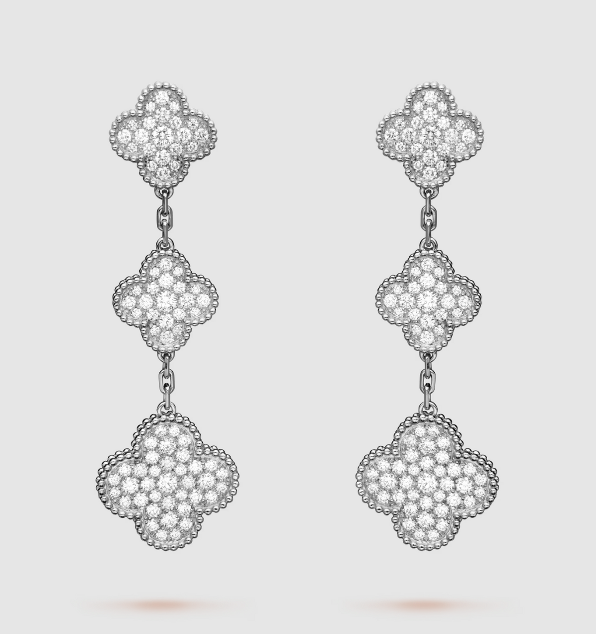 [Bling Jewelrys ]クローバー 3モチーフ ダイヤモンド シルバー ドロップピアス