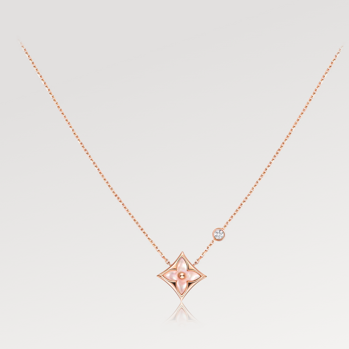[Bling Jewelrys ]STAR PINK MOP 1 DIAMOND PINK GOLD NECKLACE