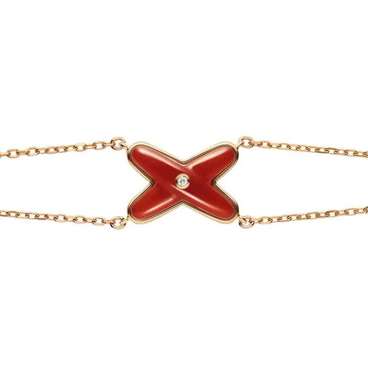[Bling Jewelrys ]JEUX BRACELET CARNELIAN PINK GOLD 1 DIAMOND
