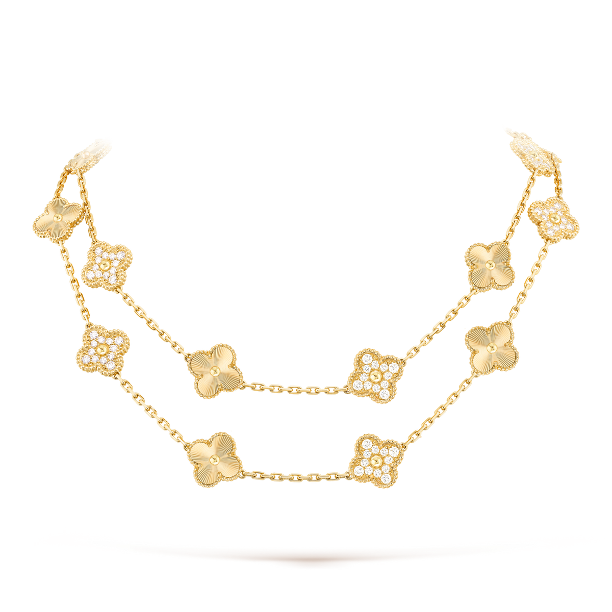 [Bling Jewelrys ]CLOVER 20 MOTIFS LASER DIAMOND NECKLACE