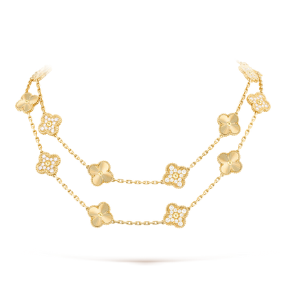 [Bling Jewelrys ]CLOVER 20 MOTIFS LASER DIAMOND NECKLACE