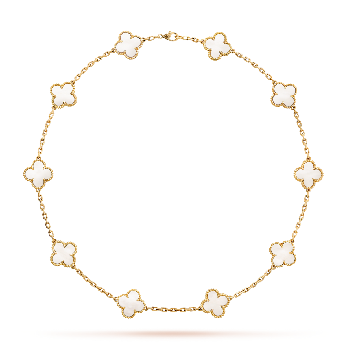 [Bling Jewelrys ]CLOVER 10 MOTIFS WHITE MOTHER OF PEARL NECKLACE