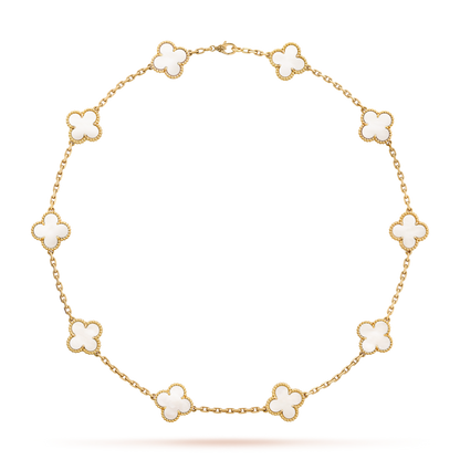 [Bling Jewelrys ]CLOVER 10 MOTIFS WHITE MOTHER OF PEARL NECKLACE