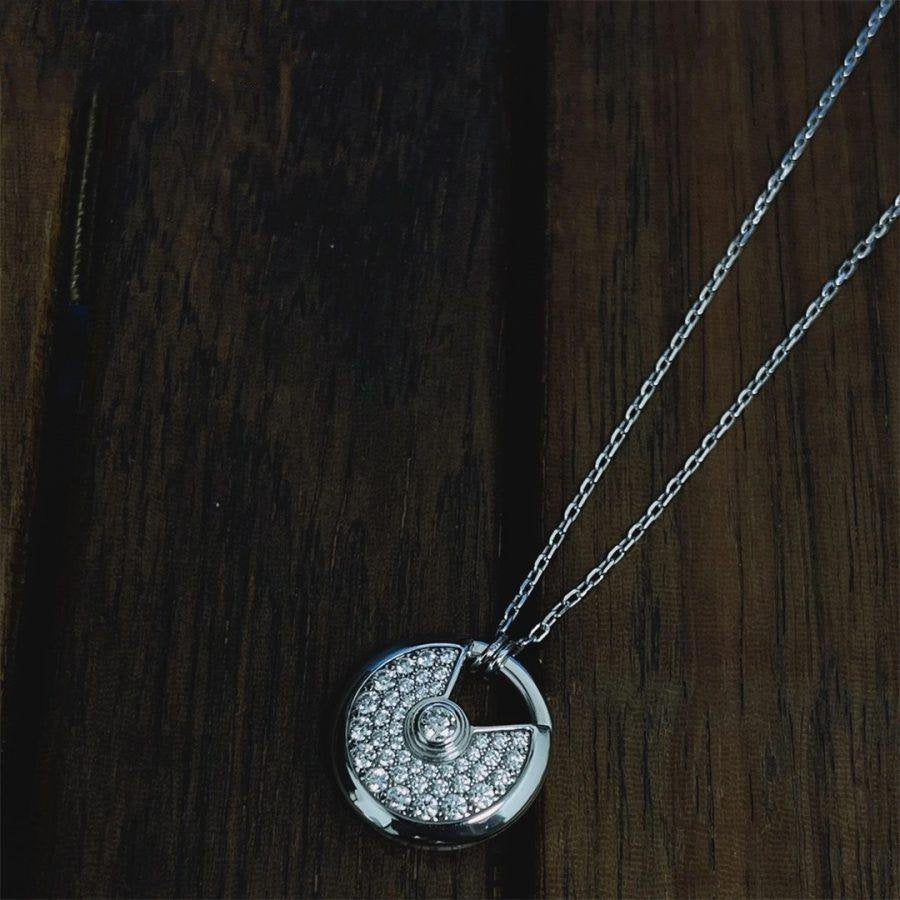 [Bling Jewelrys ]AMULETTE SILVER FULL DIAMOND NECKLACE