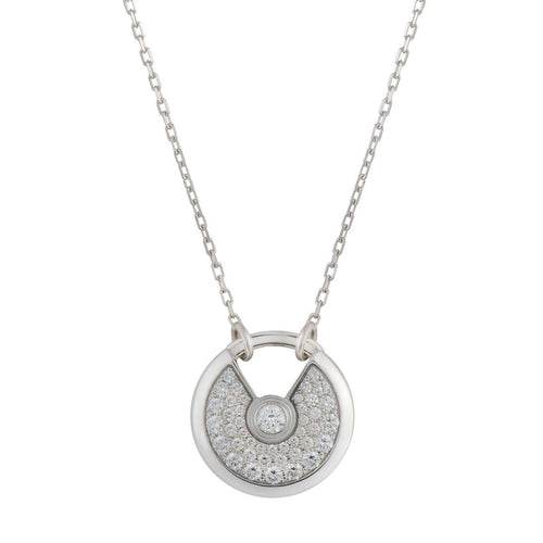 [Bling Jewelrys ]AMULETTE SILVER FULL DIAMOND NECKLACE