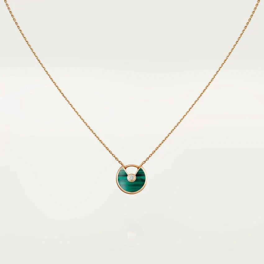 [Bling Jewelrys ]AMULETTE MALACHIT-HALSKETTE IN ROSÉGOLD