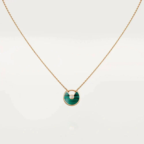 [Bling Jewelrys ]AMULETTE MALACHIT-HALSKETTE IN ROSÉGOLD