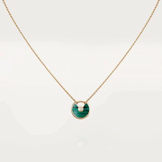 [Bling Jewelrys ]AMULETTE ROSE GOLD MALACHITE NECKLACE