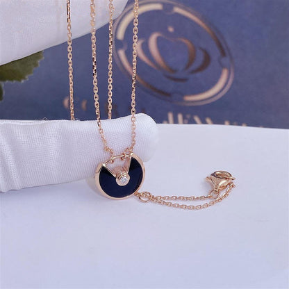 [Bling Jewelrys ]AMULETTE ROSE GOLD ONYX NECKLACE