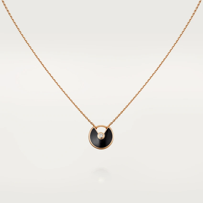 [Bling Jewelrys ]AMULETTE ROSE GOLD ONYX NECKLACE