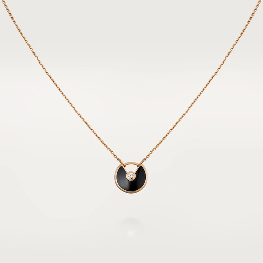 [Bling Jewelrys ]AMULETTE ROSE GOLD ONYX NECKLACE