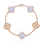 [Bling Jewelrys ] CLOVER 5 MOTIF PURPLE CHALCEDONY BRACELET COLLECTION