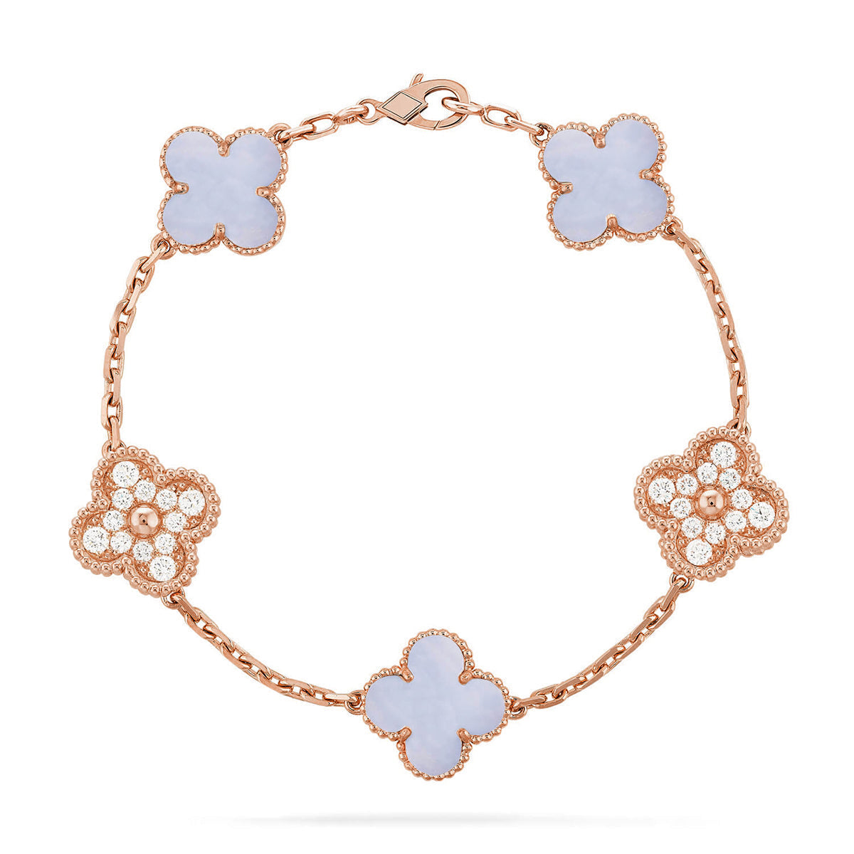 [Bling Jewelrys ] CLOVER 5 MOTIF PURPLE CHALCEDONY BRACELET COLLECTION