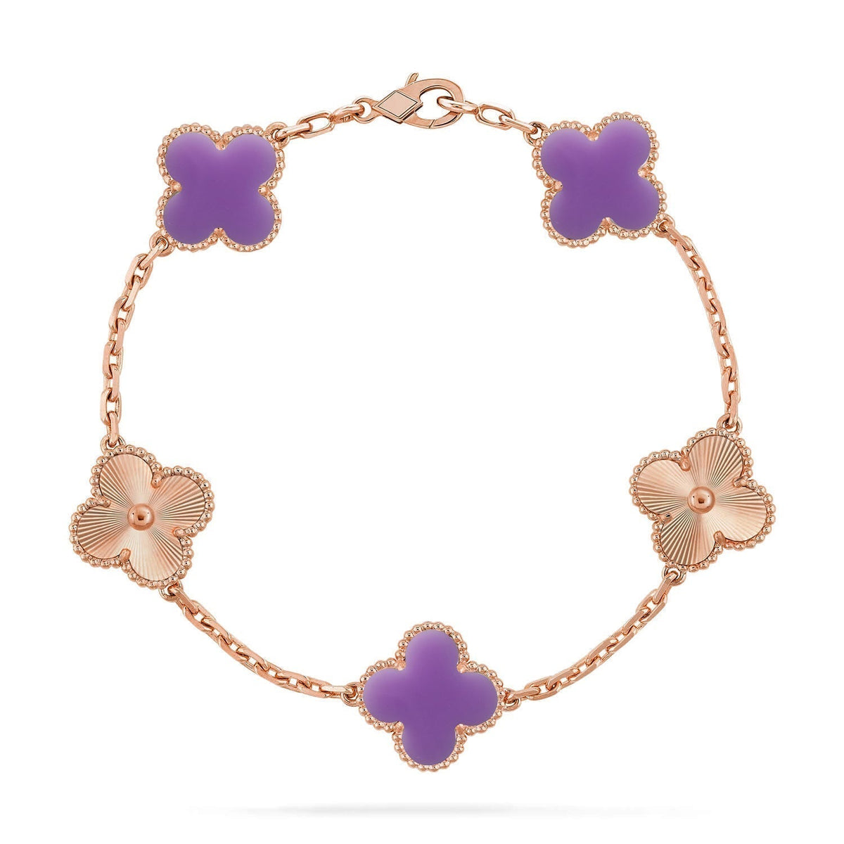 [Bling Jewelrys ]KLEEBLATT 5 MOTIV HELLVIOLETT ARMBAND KOLLEKTION