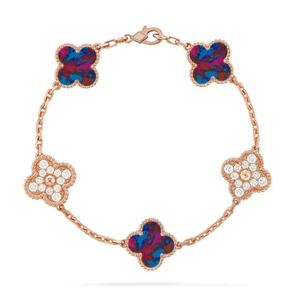 {
  "Bling Jewelrys ": "Bling Jewelrys ",
  "CLOVER 5 MOTIF COLOR GEMSTONES BRACELET COLLECTION": "KLEEBLATT 5-MOTIV FARBEDELSTEIN-ARMBAND KOLLEKTION"
}