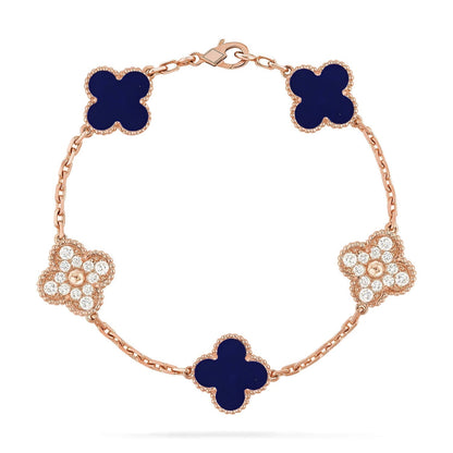 [Bling Jewelrys ]CLOVER 5 MOTIF LAPIS LAZULI BRACELET COLLECTION