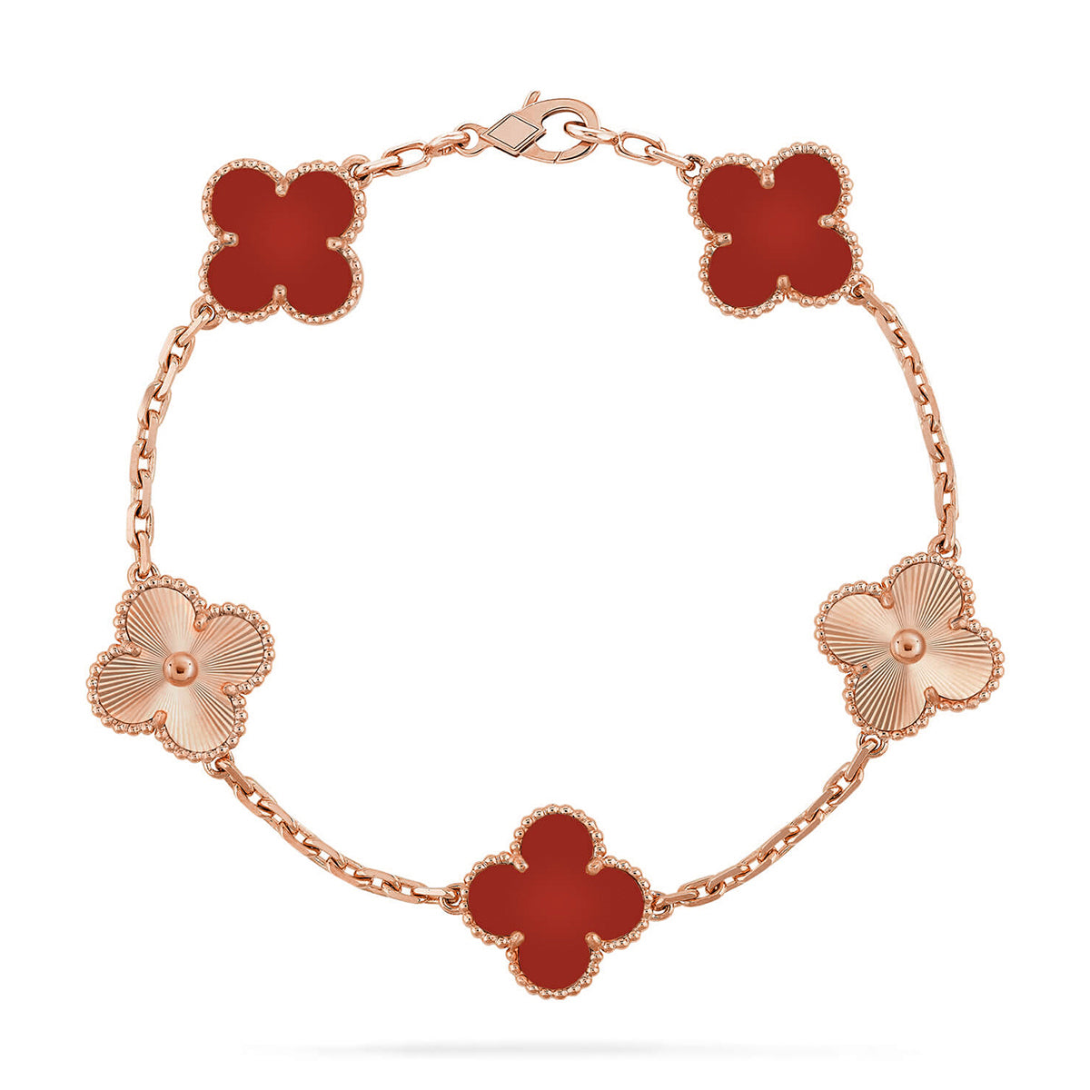 [Bling Jewelrys ] CLOVER 5 MOTIF RED CORNELIAN BRACELET COLLECTION