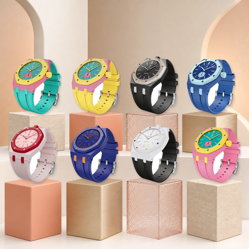 [Bling Jewelrys]Royal Oak Pop Exclusive Bioceramic Case & Silicone Strap Mix Color