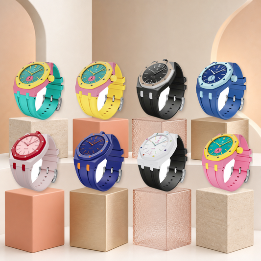 [Bling Jewelrys]Royal Oak Pop Exclusive Bioceramic Case & Silicone Strap Mix Color
