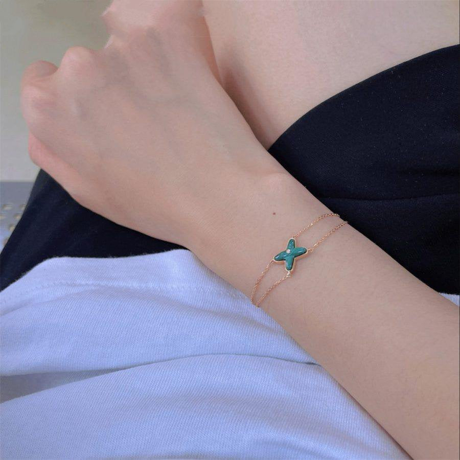 [Bling Jewelrys ]JEUX BRACELET MALACHITE PINK GOLD 1 DIAMOND
