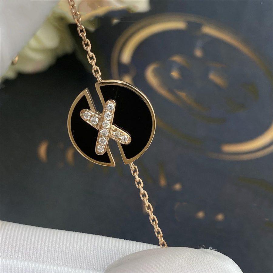 [Bling Jewelrys ]ONYX-ARMBANDSET ROSÉGOLD DIAMANT