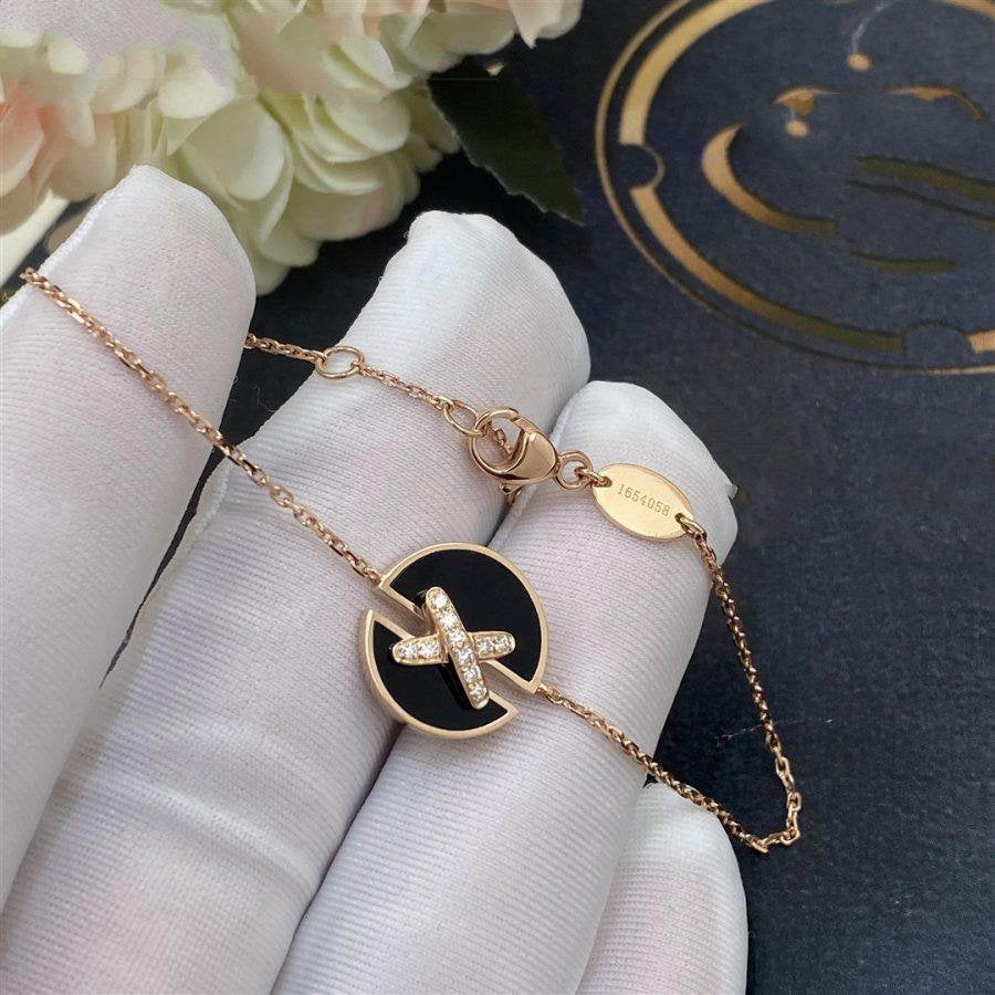 [Bling Jewelrys ]ONYX-ARMBANDSET ROSÉGOLD DIAMANT