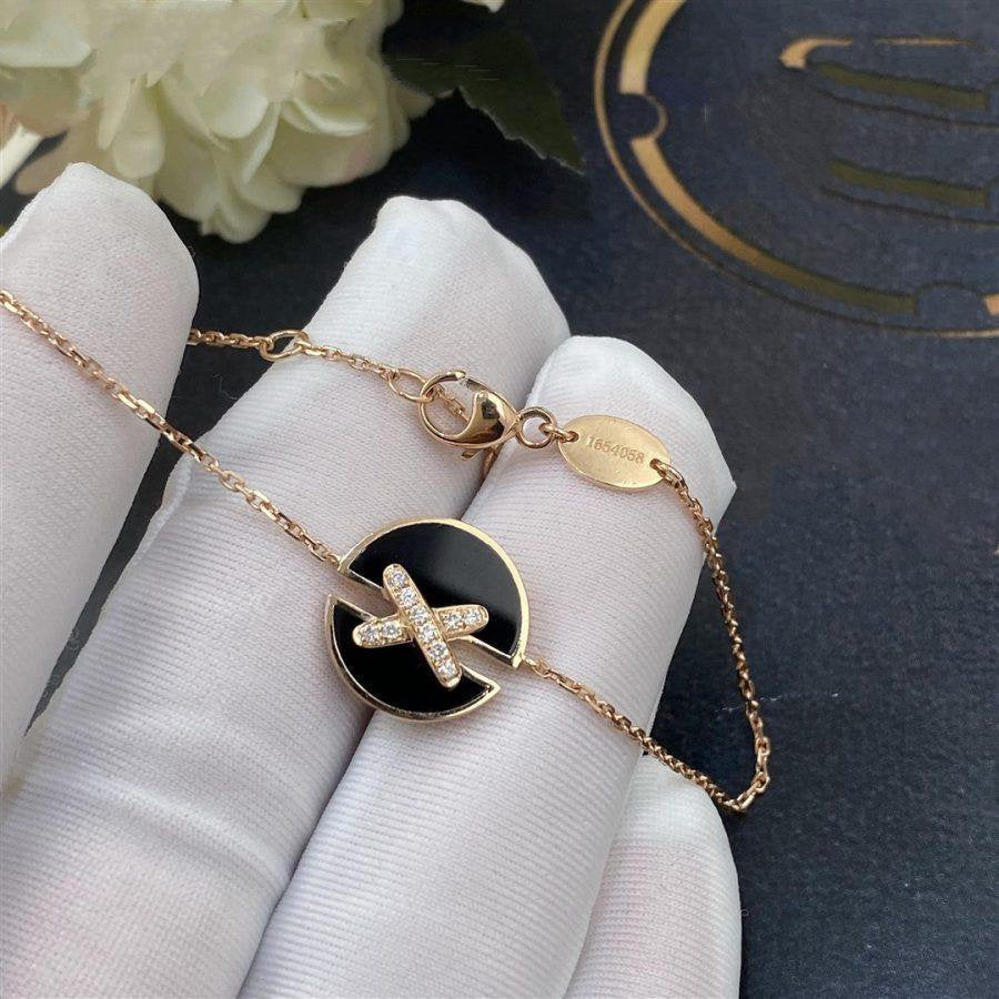 [Bling Jewelrys ]ONYX-ARMBANDSET ROSÉGOLD DIAMANT